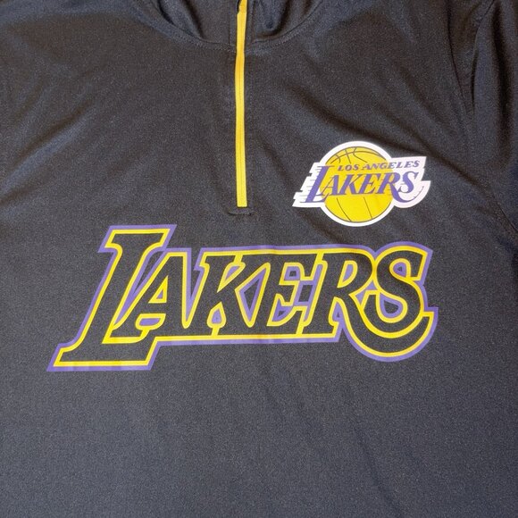 Los Angeles Lakers LeBron James 1/4 Zip Warm Up Jacket Men’s Sz M Black NBA - Picture 3 of 8